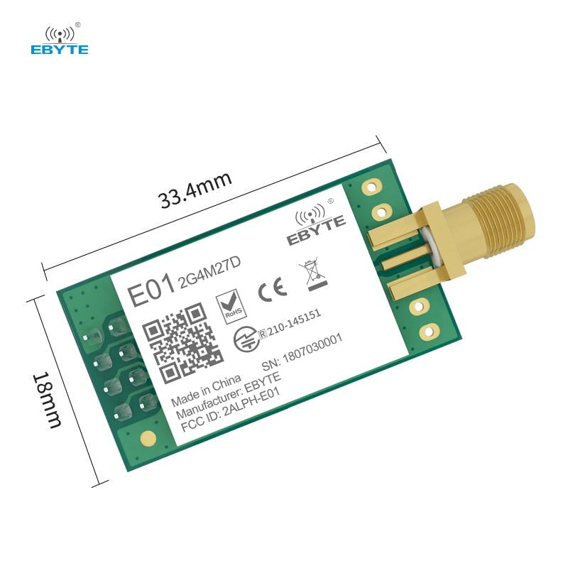 EBYTE E01 - 2G4M27D nRF24L01 PA LNA nRF24L01P 2.4GHz Module 27dBm Wireless Transceiver Module Long Distance Small Size for Smart Home - IOT Module Shop Manufacturer Factory