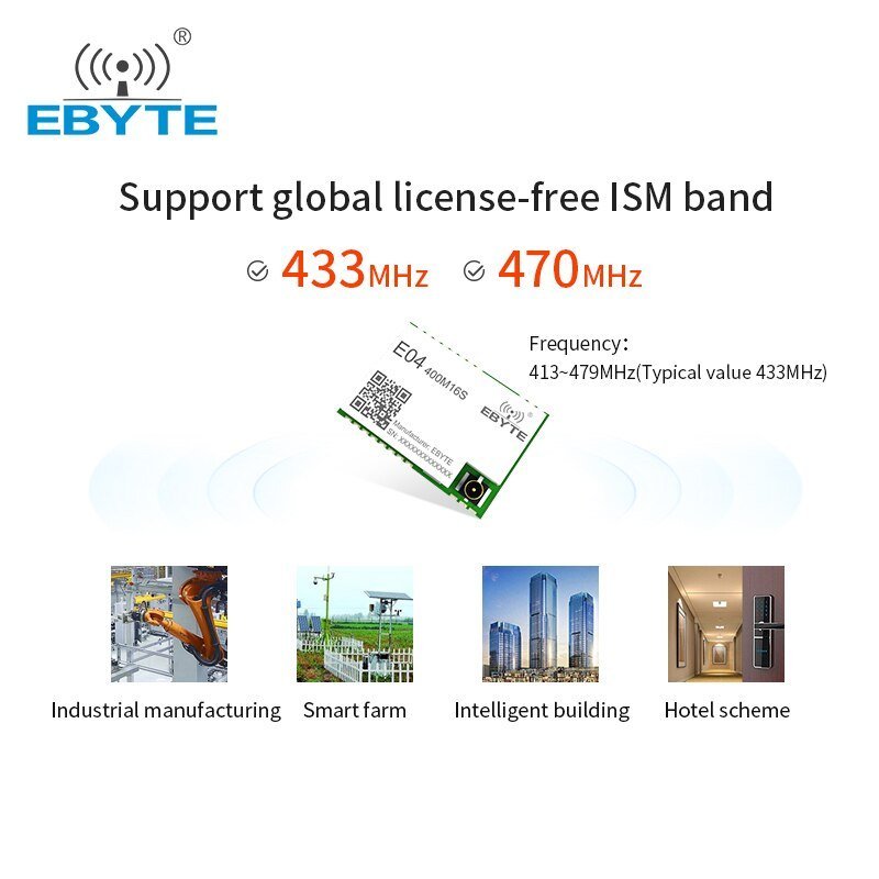 EBYTE E04 - 400M16S S2 - LP RF Wireless Transceiver Module 433M Low Power Consumption 470MHz Long Range Spi Module - IOT Module Shop Manufacturer Factory