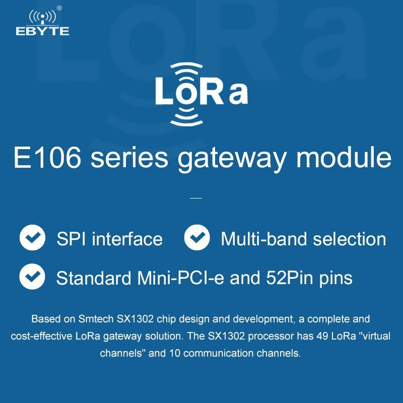 EBYTE E106 - 868G27P2 SX1302 868MHz SPI PCI - e LoRa Long - range Communicator Radio LoRa Module Wireless Transceiver Ebyte Transmitter - IOT Module Shop Manufacturer Factory