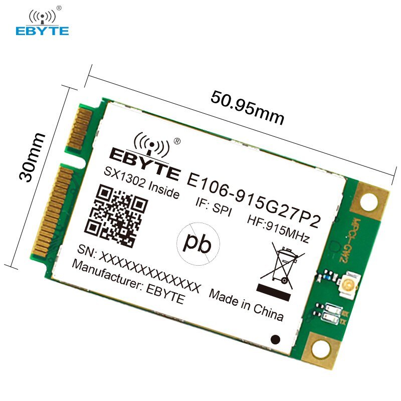 Ebyte E106 - 915G27P2 SX1302 915MHz LoRa Wireless Transceiver LoRa Module PCI - e SPI Long Range Receiver 5km Transmitter Receiver - IOT Module Shop Manufacturer Factory
