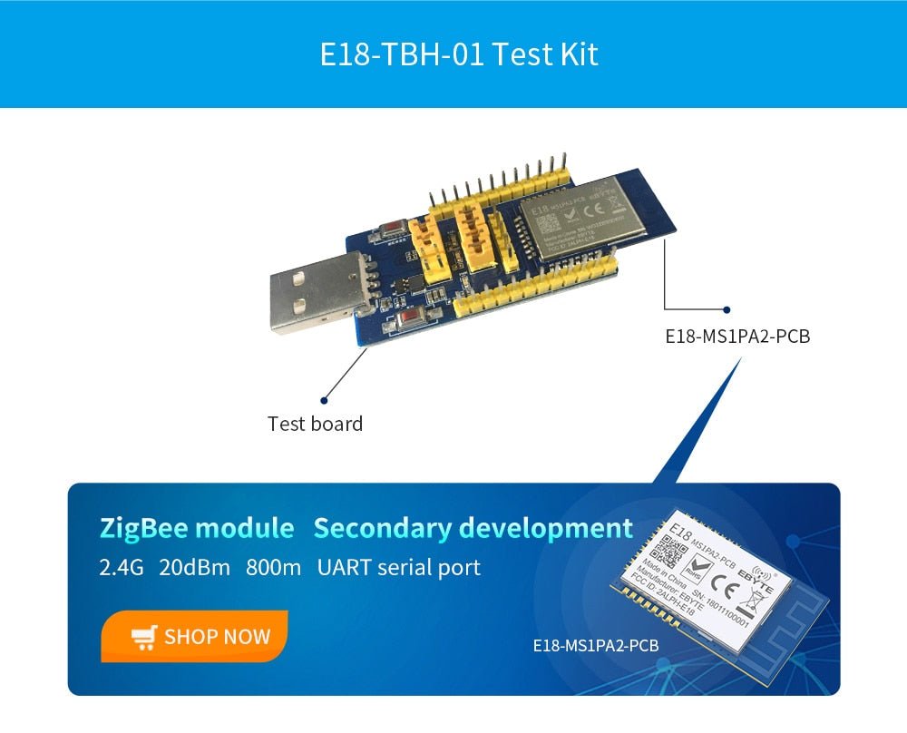 EBYTE E18 - TBH - 01 CH340G Zigbee Module USB Test Board Kit 2.4GHz 20dBm Wireless RF Module Size 50.5*25mm USB Test Board Kit - IOT Module Shop Manufacturer Factory
