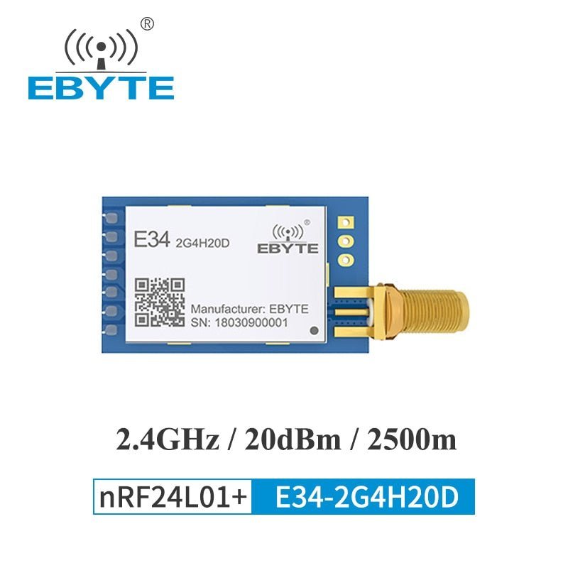 Ebyte E34-2G4H20D Nrf24l01 Wireless Audio Transmitter 24ghz Antenna Spi ...