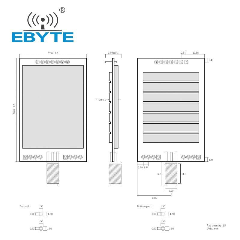 EBYTE E62 - 433T30D Wireless Module 433Mhz Full Duplex FHSS UART 30dBm 1W Long Distance Wireless Transmitter And Receiver Module - IOT Module Shop Manufacturer Factory