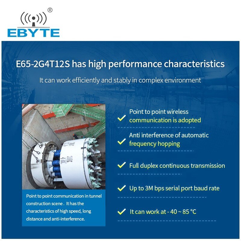 EBYTE E65 - 2G4T12S 2.4GHz Full Duplex Wireless Transceiver Serial Module Continuous Transmission Receiver IPEX/Stamp hole - IOT Module Shop Manufacturer Factory