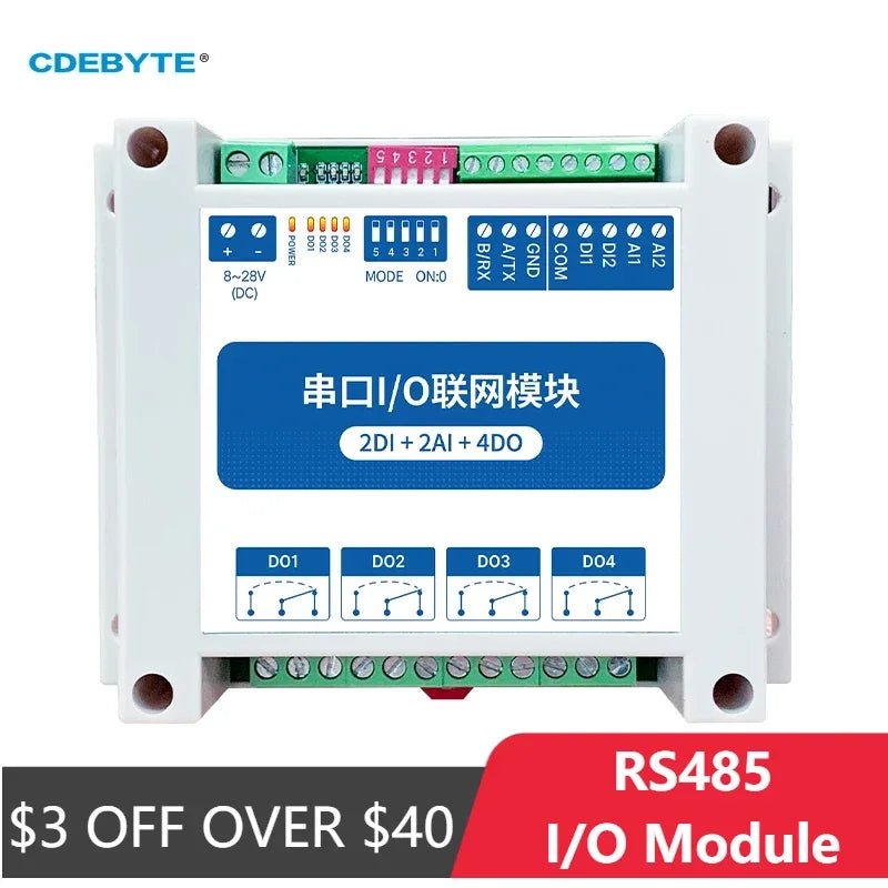 Ebyte IOT RS485 MA01 - AACX2240 ModBus RTU I/O Network Modules with Serial Port 4 Switch Output 2DI+2AI+4DO Stability Watchdog for PLC - IOT Module Shop Manufacturer Factory