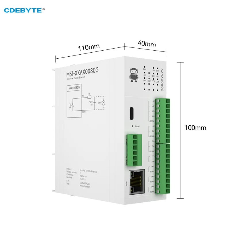 EBYTE M31 - XXAX0080G 8DO Distributed Remote IO Module Analog Switch Acquisition Host Module Free Splicing PNP NPN Modbus - IOT Module Shop Manufacturer Factory