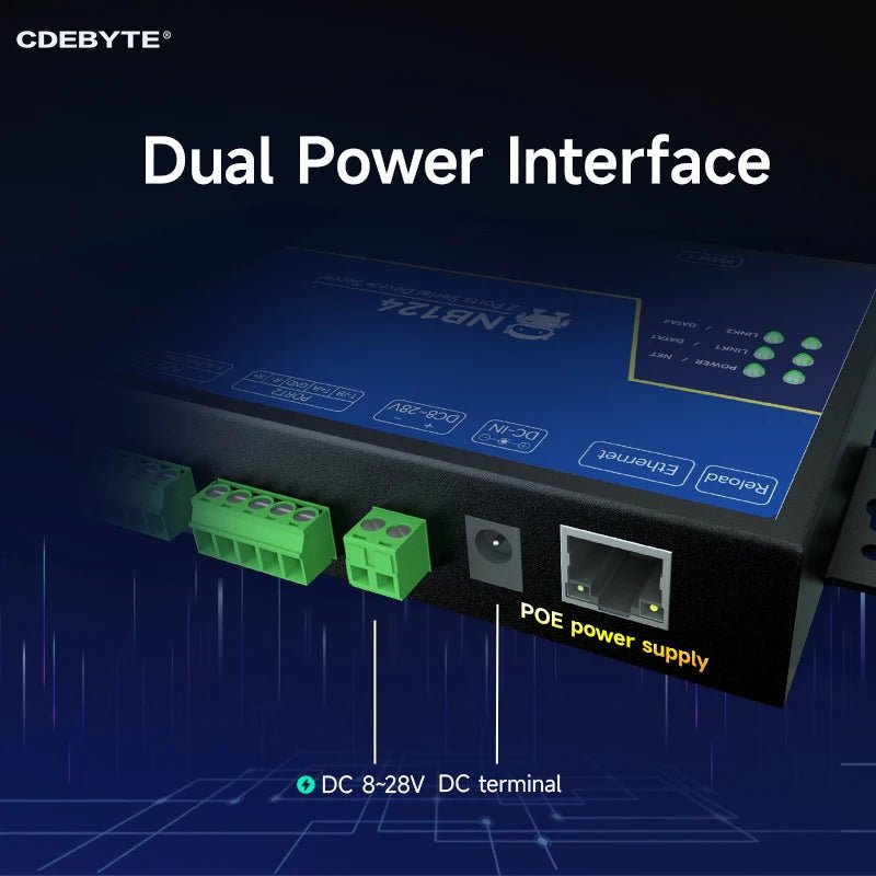 EBYTE NB124E Isolated 2 - Channel Serial Server RS232/422/485 RJ45 Modbus Gateway POE Receiving Power TCP/UDP/MQTT DC 8 - 28V - IOT Module Shop Manufacturer Factory