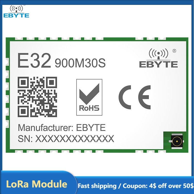 SX1276 Lora Wireless Module 868/915MHz E32-900M30S 10KM Long Distance SPI Low Power Consumption SPI LoRa Spread Spectrum Module - EBYTE