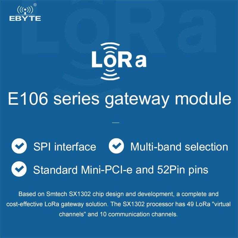 SX1302 915MHz E106-915G27P2 LoRa Wireless Transceiver Ebyte LoRa Module PCI-e SPI Long Range Receiver 5km Transmitter Receiver - EBYTE