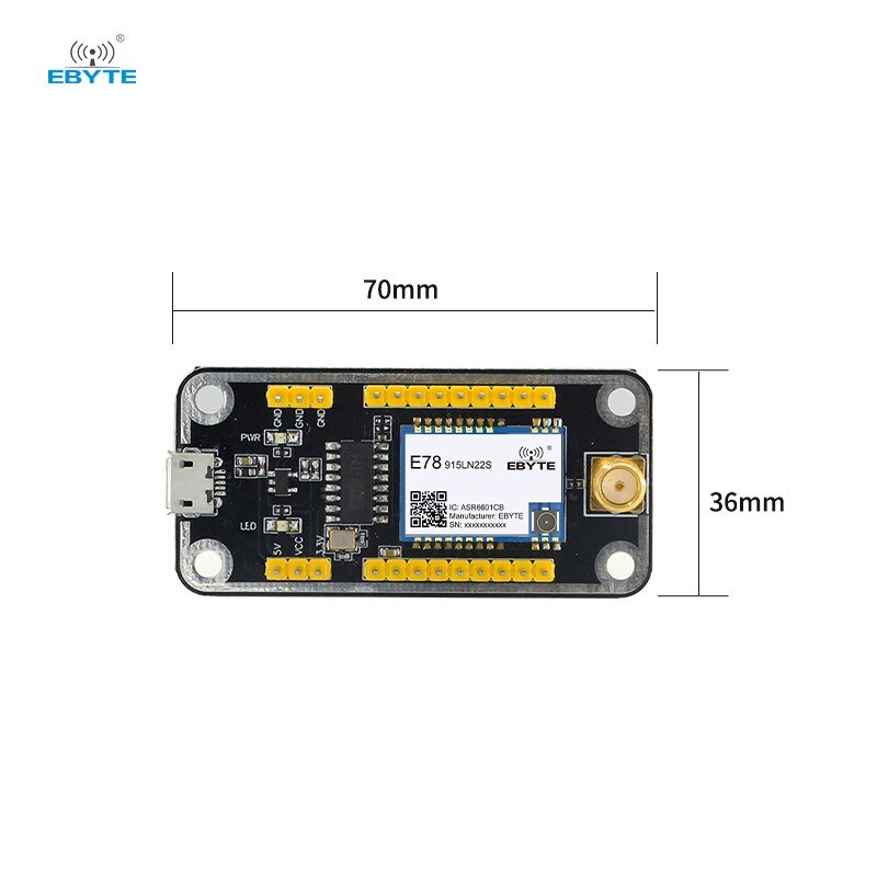 Test Board E78 Test Kit EBYTE E78-915TBL-02 Pre-soldered E78-915LN22S(6601) USB Interface with a Rubber Antenna - EBYTE